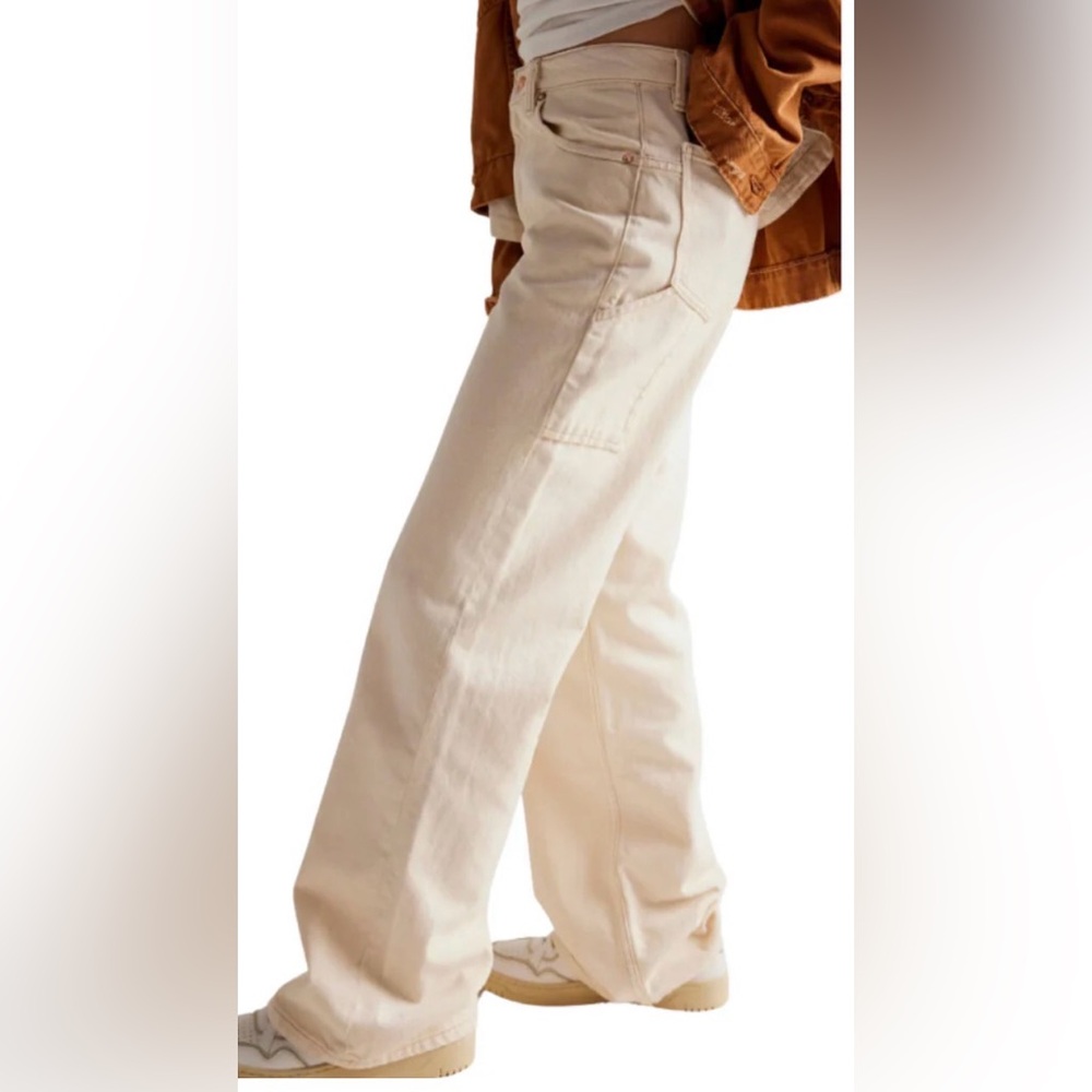 Free People We The Free Tinsley Baggy‎ High Rise Jeans Foggy Notion Sz 32